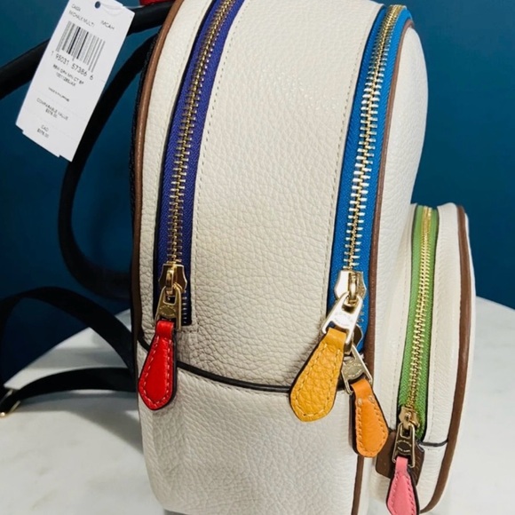 NWOT Coach Mini Court Backpack With Rainbow Print White In Pebbled Leather - Picture 8 of 11